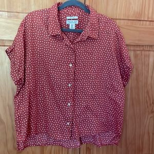 Rachel Zoe brand women’s size Medium 100% Linen Cropped Boxy Buttondown Shirt